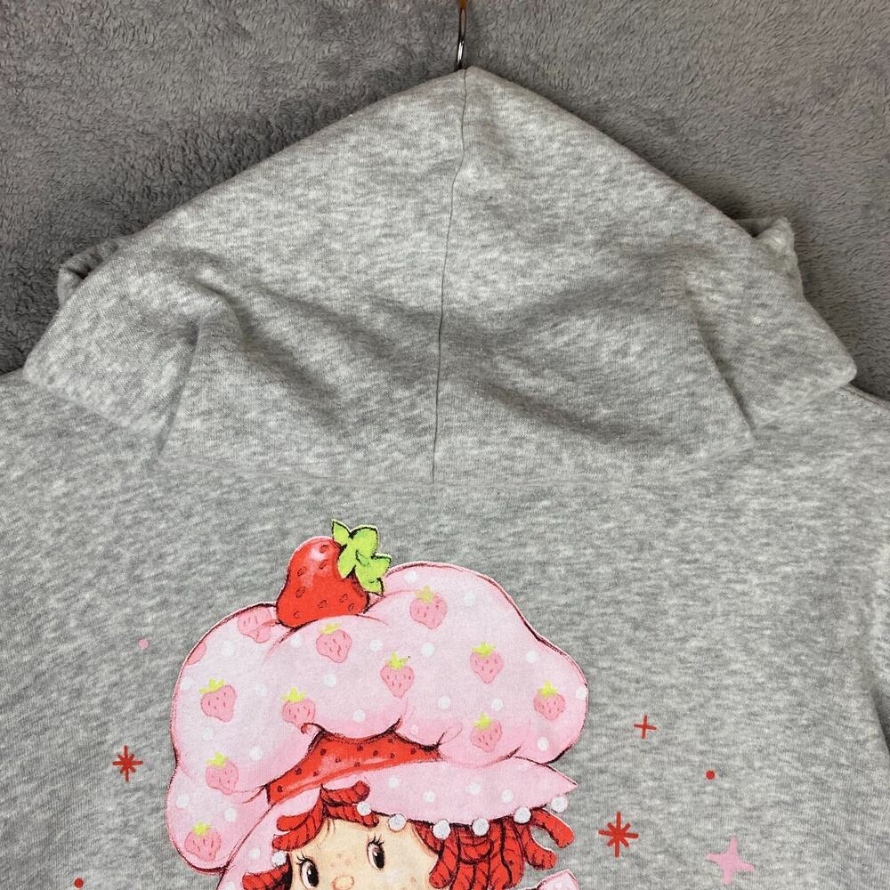 Strawberry Shortcake Hoodie Women Large Gray Graphic Full Zip Long Sleeve Active - Picture 8 of 16